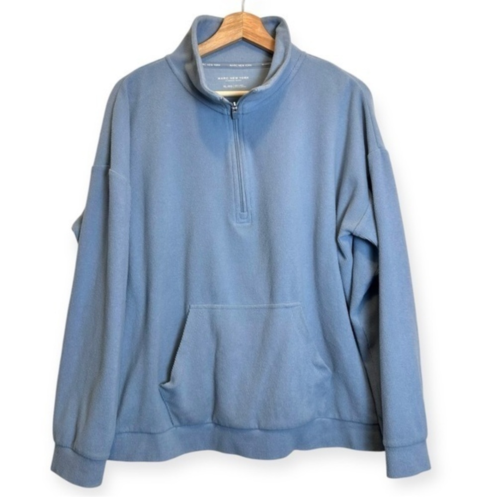 Marc New York Blue Ribbed Mock Neck Zip-Up Sweater Size XL